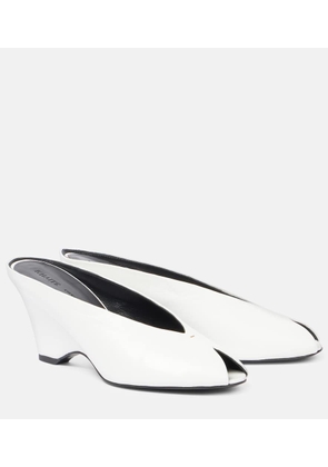 Khaite Cloak 75 leather peep-toe wedge mules