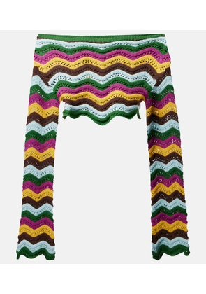 Bananhot Helena striped cotton-blend crop top