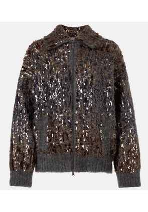 Brunello Cucinelli Sequined mohair-blend zip-up sweater