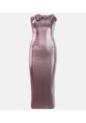 Area Floral-applique lame midi dress