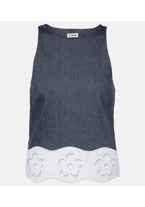 Staud Parma pleated linen-blend tube top