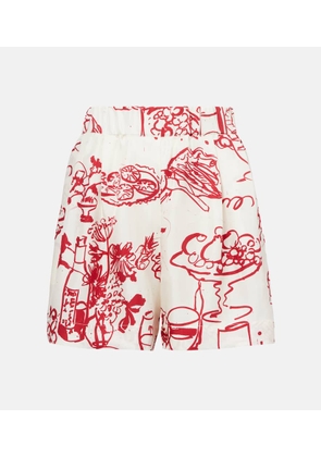 Asceno Zurich printed silk twill shorts