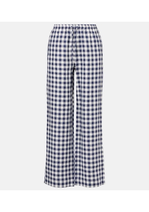 Asceno Aurelia gingham linen wide-leg pants