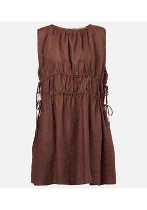 Asceno Gathered linen minidress