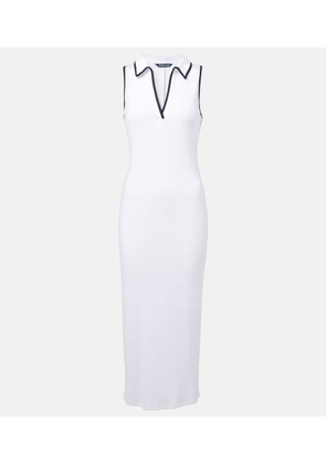 Veronica Beard Darien ribbed-knit cotton-blend polo dress