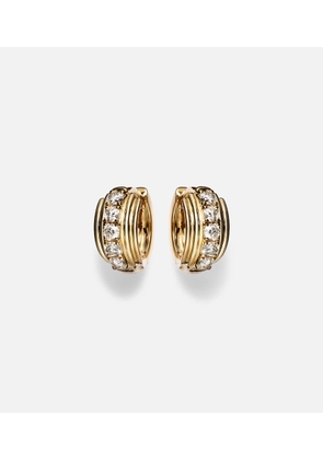 Stone and Strand Dainty Boulevard 14kt gold huggie earrings with diamonds