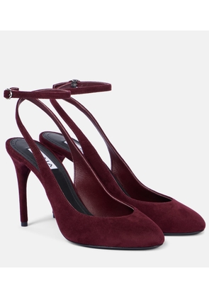 Alaia Decolette 90 suede slingback pumps