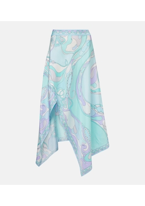 Pucci Orchidee asymmetric silk twill maxi skirt