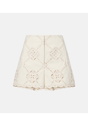 Veronica Beard Jazmin laser-cut cotton shorts