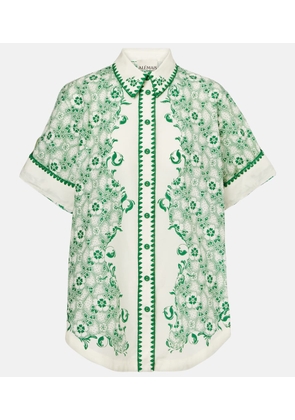 Alemais Olive printed cotton and silk shirt