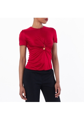 Versace Safety Pin Gathered Viscose Top