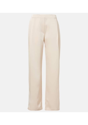 Leset Barb pleated high-rise satin pants