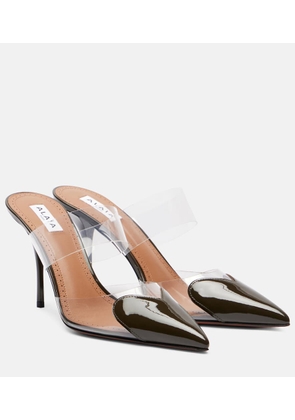 Alaia Cour 90 patent leather-trimmed mules