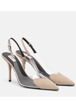 Alaia Cour 90 suede and PVC slingback pumps