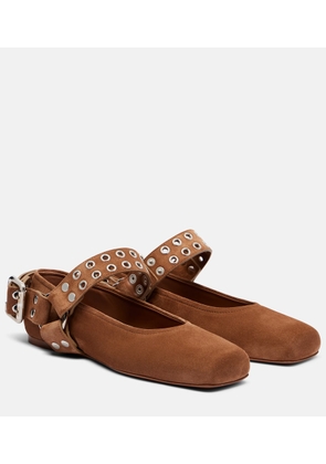 Alaia Biker suede Mary Jane flats
