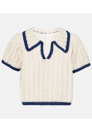 Anna Kosturova Coastal crochet cotton polo shirt