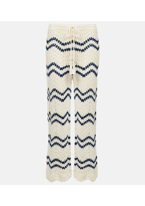 Anna Kosturova Nautical crochet cotton wide-leg pants