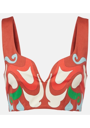La DoubleJ Baia printed cotton-blend crop top