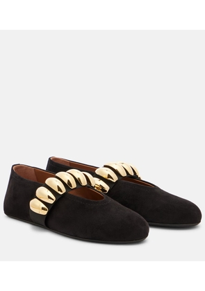 Alaia Embellished suede ballet flats
