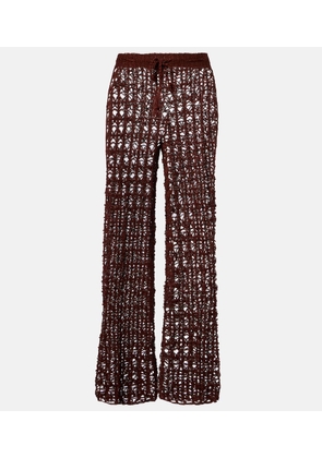 Anna Kosturova Crochet cotton wide-leg pants