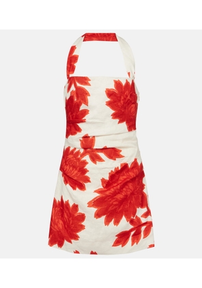 SIR Floral ruched linen minidress
