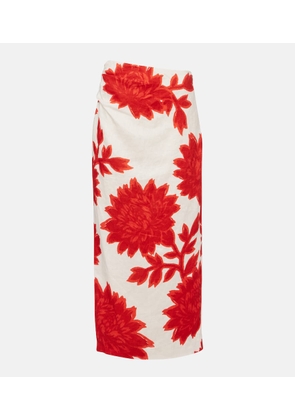 SIR Floral linen midi skirt