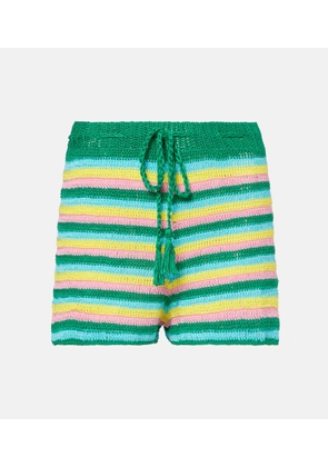 Anna Kosturova Striped crochet cotton shorts