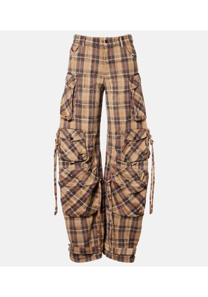 The Attico Checked cotton flannel cargo pants