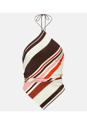 SIR Thistle striped open-back silk satin top