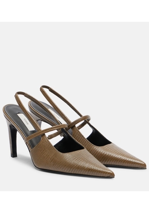 Toteme 85 lizard-effect leather slingback pumps