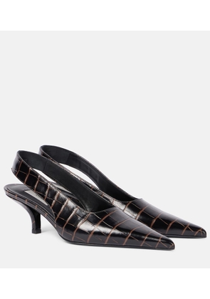 Toteme Croc-effect leather slingback pumps
