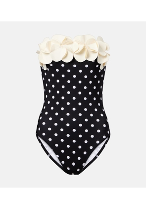 Karla Colletto Floral-applique polka-dot swimsuit