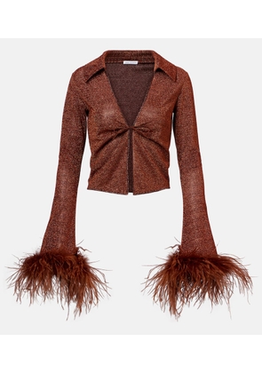 Oseree Lumiere Plumage feather-trimmed blouse