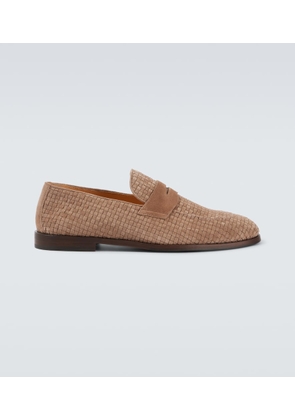Brunello Cucinelli Woven suede penny loafers