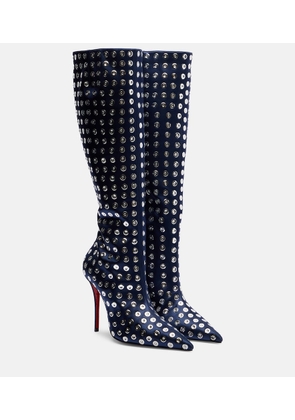 Christian Louboutin Miss Z 100 embellished satin knee-high boots