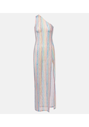 Missoni Zigzag sheer one-shoulder maxi dress