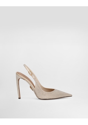 Dolce & Gabbana Devotion Satin Slingback With Rhinestones - Woman Pumps And Slingback Multicolor 38.5