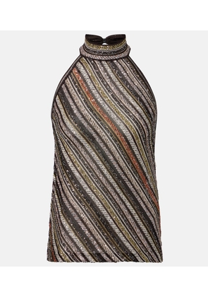 Missoni Striped sequined halterneck top