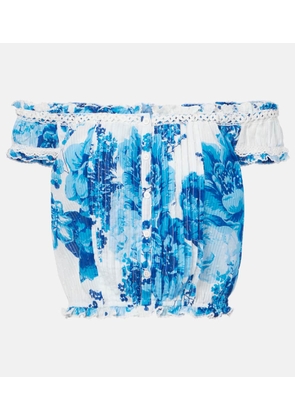 Poupette St Barth Alba floral off-shoulder cotton top