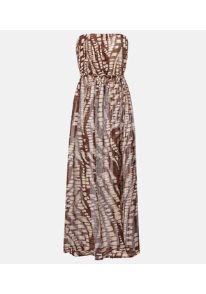 Poupette St Barth Mara strapless printed midi dress