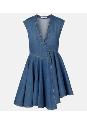 Alaia Asymmetric denim wrap dress