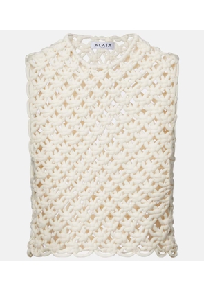 Alaia Open-knit cotton-blend top