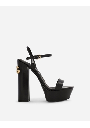 Dolce & Gabbana Polished Calfskin Platform Sandals - Woman Sandals And Wedges Black Leather 38