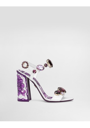 Dolce & Gabbana Patent Leather Sandal With Jewel Embroidery - Woman Sandals And Wedges Multicolor 40