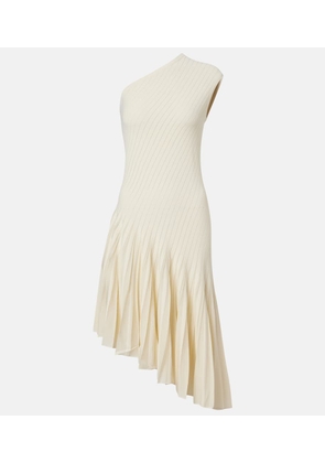 Alaia Asymmetric pleated crepe midi dress