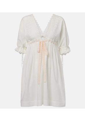Chloe Broderie anglaise cotton-blend minidress