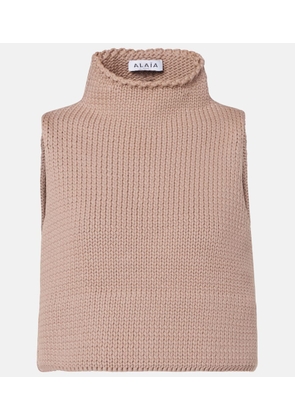 Alaia Cropped cotton-blend turtleneck top