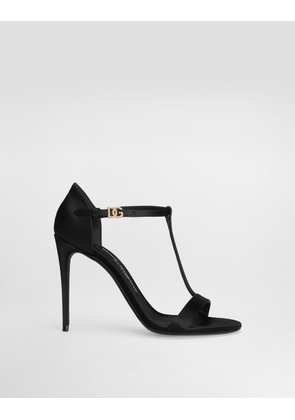 Dolce & Gabbana Satin T-bar Sandals - Woman Sandals And Wedges Black Viscose 38
