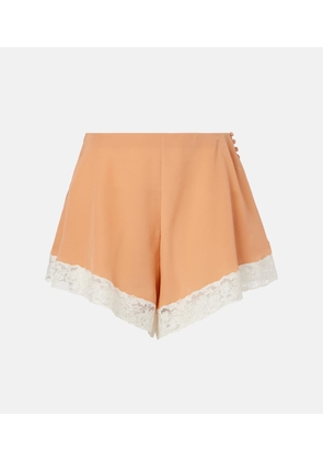 Chloe Lace-trimmed silk shorts