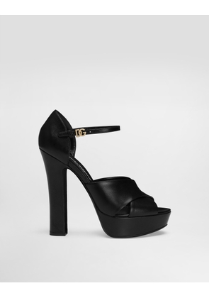 Dolce & Gabbana Platform Sandals In Polished Calfskin - Woman Sandals And Wedges Black 37